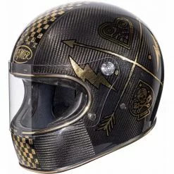 Casque De Moto 100% Carbone Premier Trophy Style 70s NX GOLD CHROMED