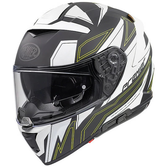 Casque De Moto Intégral En Fibre Premier DEVIL EL Y BM Blanc Noir Vert Mat