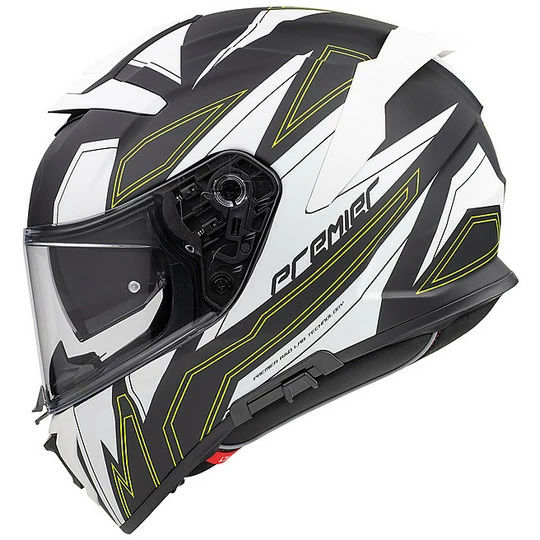 Casque De Moto Intégral En Fibre Premier DEVIL EL Y BM Blanc Noir Vert Mat – Image 2