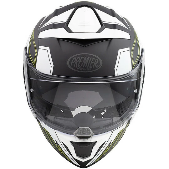 Casque De Moto Intégral En Fibre Premier DEVIL EL Y BM Blanc Noir Vert Mat – Image 4