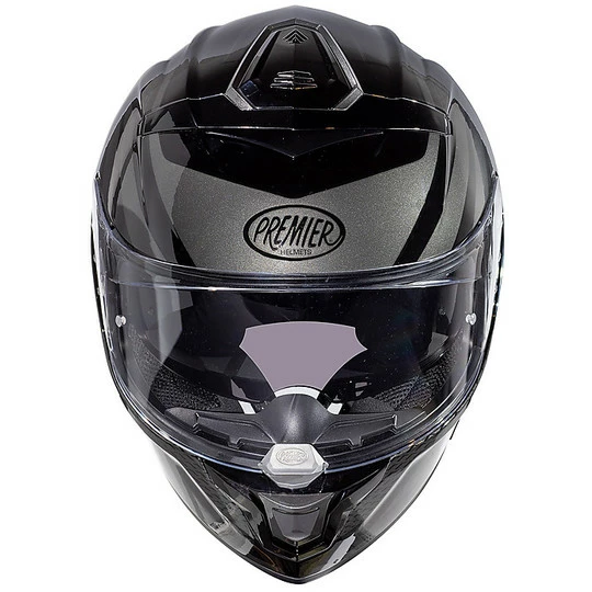 Casque De Moto Intégral En Fibre Premier DEVIL PR9BE Noir Brillant Gris – Image 3