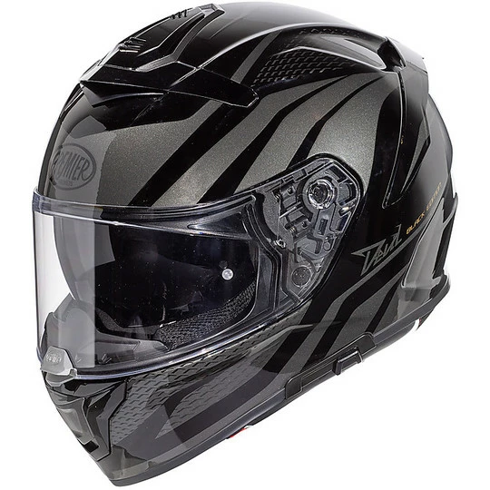 Casque De Moto Intégral En Fibre Premier DEVIL PR9BE Noir Brillant Gris