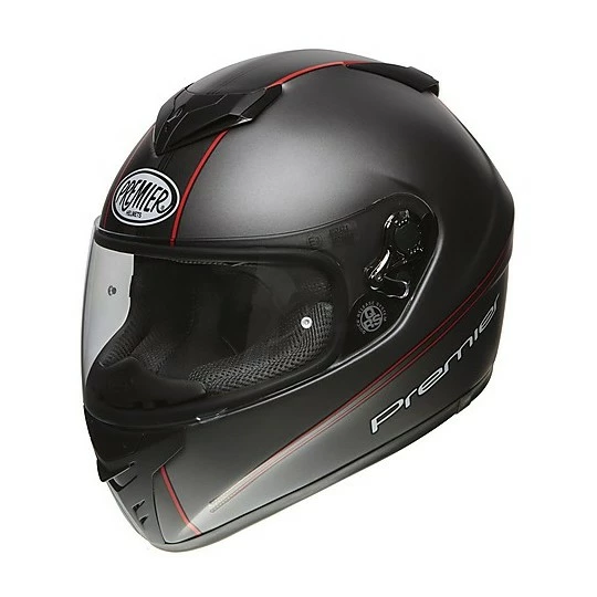 Casque De Moto Intégral En Fibre Premier DRAGON EVO T2 17 BM Noir Mat Rouge