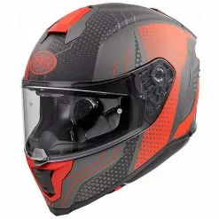 Casque De Moto Intégral En Fibre Premier HYPER BP92 BM Gris Mat Rouge