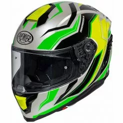 Casque De Moto Intégral En Fibre Premier HYPER RW6 Blanc Vert Jaune