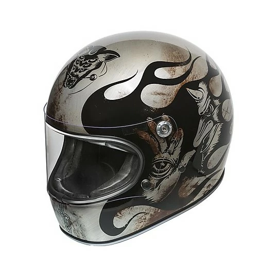 Casque De Moto Intégral En Fibre Vintage Premier TROPHY BD TITANIUM