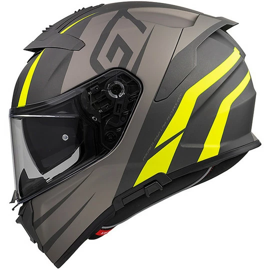 Casque De Moto Intégral En Premier DEVIL GTY BM Fibre Gris Jaune Fluo Mat – Image 2