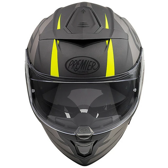 Casque De Moto Intégral En Premier DEVIL GTY BM Fibre Gris Jaune Fluo Mat – Image 4