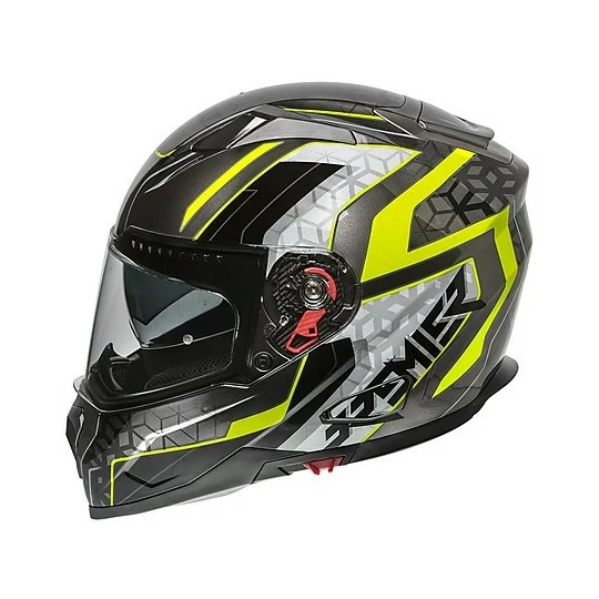 Casque De Moto Intégral Premier VYRUS EM Y17 Noir Gris Jaune Fluo – Image 2