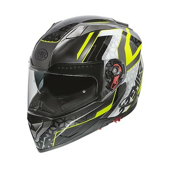 Casque De Moto Intégral Premier VYRUS EM Y17 Noir Gris Jaune Fluo