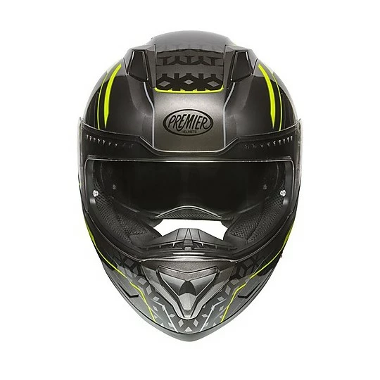 Casque De Moto Intégral Premier VYRUS EM Y17 Noir Gris Jaune Fluo – Image 4