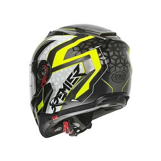 Casque De Moto Intégral Premier VYRUS EM Y17 Noir Gris Jaune Fluo – Image 5