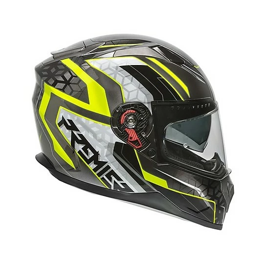 Casque De Moto Intégral Premier VYRUS EM Y17 Noir Gris Jaune Fluo – Image 7