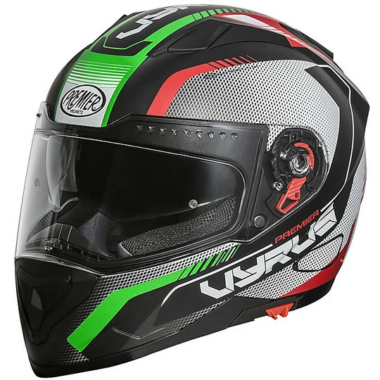 Casque De Moto Intégral Premier VYRUS MP IT BM Noir Vert Blanc Rouge