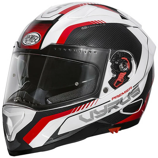 Casque De Moto Intégral Premier VYRUS MP2 Blanc Noir Rouge
