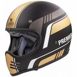 Casque De Moto Intégral Vintage Premier MX BL19 BM Black Matt Gold