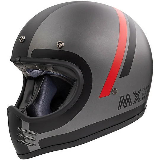 Casque De Moto Intégral Vintage Premier MX DO17 BM Gris Mat
