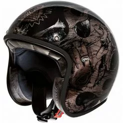 Casque De Moto Jet Vintage En Fibre Premier LE PETIT CLASSIC EVO BD Noir Chromé