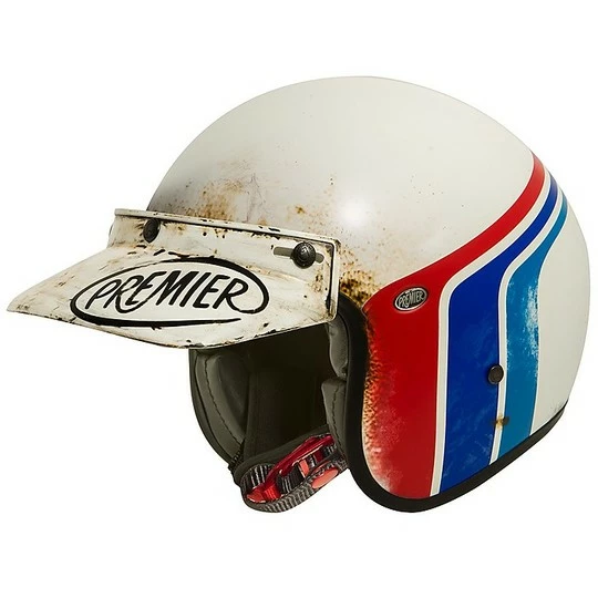Casque De Moto Jet Vintage En Fibre Premier LE PETIT CLASSIC EVO BTR 8 BM Blanc Mat – Image 2