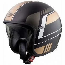 Casque De Moto Jet Vintage En Fibre Premier VINTAGE EVO BL19 BM Noir Or Mat