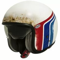 Casque De Moto Jet Vintage En Fibre Premier VINTAGE EVO BTR 8 BM Blanc Mat
