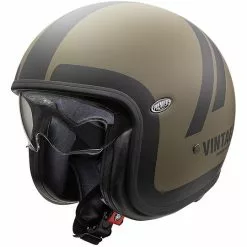 Casque De Moto Jet Vintage En Fibre Premier VINTAGE EVO DO Vert Militaire BM Matt