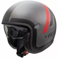 Casque De Moto Jet Vintage En Fibre Premier VINTAGE EVO DO17 BM Gris Mat