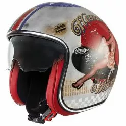 Casque De Moto Jet Vintage En Fibre Premier VINTAGE EVO Pin Up Old Style Silver