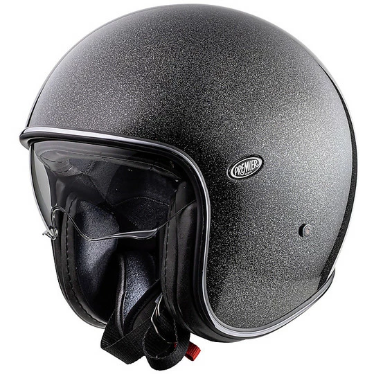 Casque De Moto Jet Vintage En Fibre Premier VINTAGE EVO U9 GLITTER SILVER