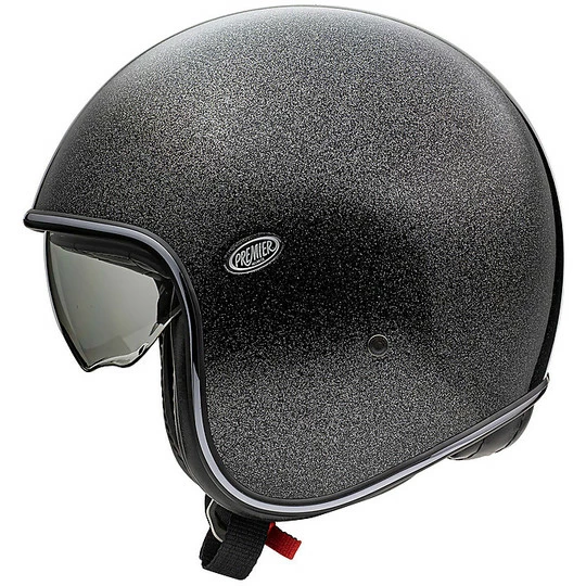 Casque De Moto Jet Vintage En Fibre Premier VINTAGE EVO U9 GLITTER SILVER – Image 2