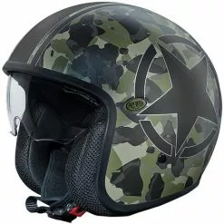 Casque De Moto JetPremier Fibre Vintage Avec Visière Intégrée Camouflage SBM édition Limitée