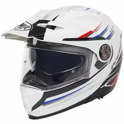 Casque De Moto Modulaire Dual Sport Premier X-TRAIL MO 1 Blanc Bleu Rouge
