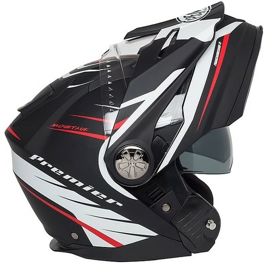 Casque De Moto Modulaire Dual Sport Premier X-TRAIL MO 92 BM Noir Blanc Rouge – Image 2