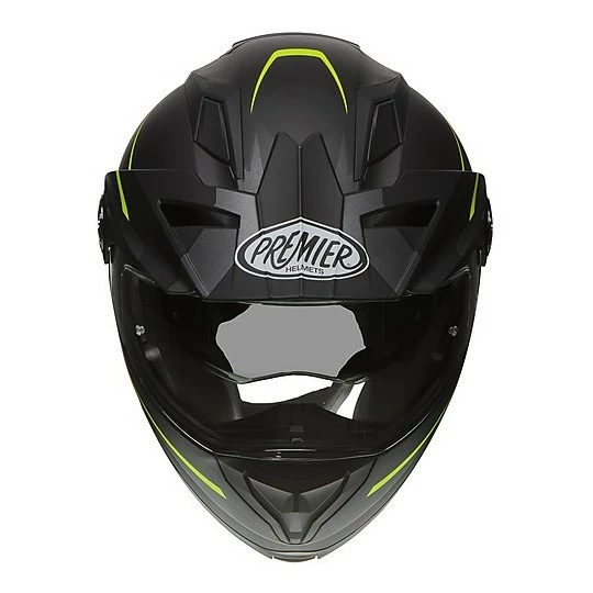 Casque De Moto Modulaire Dual Sport Premier X-TRAIL MO Y BM Noir Mat Jaune – Image 3