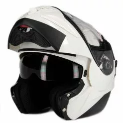 Casque De Moto Modulaire Ouvrable Premier Double Visière Thesis Blanc Brillant
