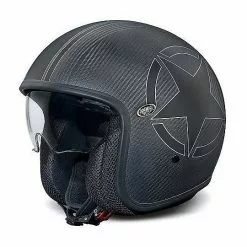 Casque De Moto Premier Vintage Jet En Fibre De Carbone Avec Visière Carbon Starn BM Intégrée