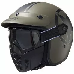 Casque De Moto Premier Vintage Jet En Masque De Fibre Star Military BM