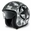 Premier Casque De Moto Vintage En Fibre De Jet Vintage Avec Visière Argent Camouflage Intégrée