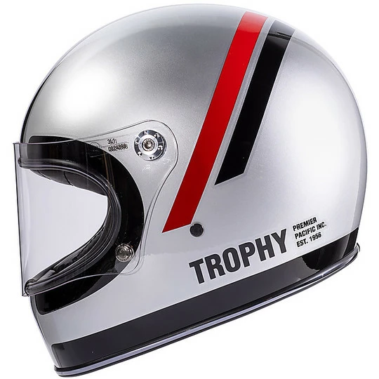 Casque De Moto Vintage Intégral 70's Premier Trophy DO Gris Chromé – Image 2