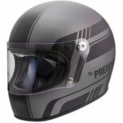 Casque De Moto Vintage Intégral Des Années 70 Premier Trophy BL17 Bm Gris Noir Mat