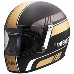 Casque De Moto Vintage Intégral Des Années 70 Premier Trophy BL19 BM Or Noir