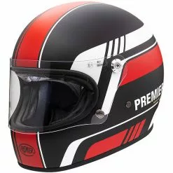 Casque De Moto Vintage Intégral Des Années 70 Premier Trophy BL92 BM Noir Rouge Blanc Mat