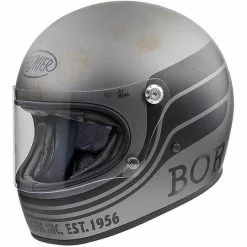 Casque De Moto Vintage Intégral Des Années 70 Premier Trophy BTR17 BM Gris Mat Noir