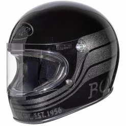 Casque De Moto Vintage Intégral Des Années 70 Premier Trophy BTR9 Noir Gris