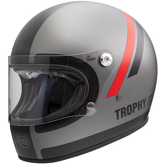 Casque De Moto Vintage Intégral Des Années 70 Premier Trophy DO17 BM Gris Mat