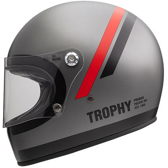 Casque De Moto Vintage Intégral Des Années 70 Premier Trophy DO17 BM Gris Mat – Image 2