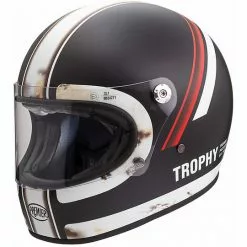 Casque De Moto Vintage Intégral Des Années 70 Premier Trophy DO92 Old Style BM Matt Black