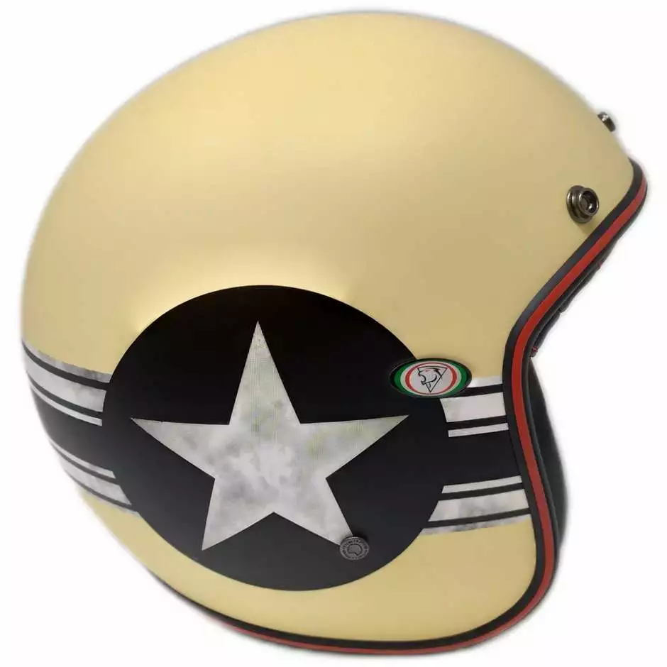 Casque Moto Jet Custom Premier VINTAGE CLASSIC STAR CAP CREME – Image 2