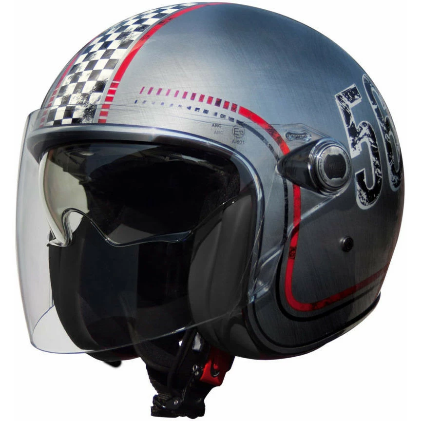 Casque Moto Jet Fibre Double Visor Premier Vangarde FL Chromé