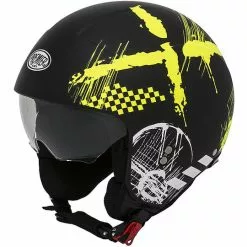 Casque Moto Mini Jet Premier ROCKER RX Y BM Matt Black Yellow